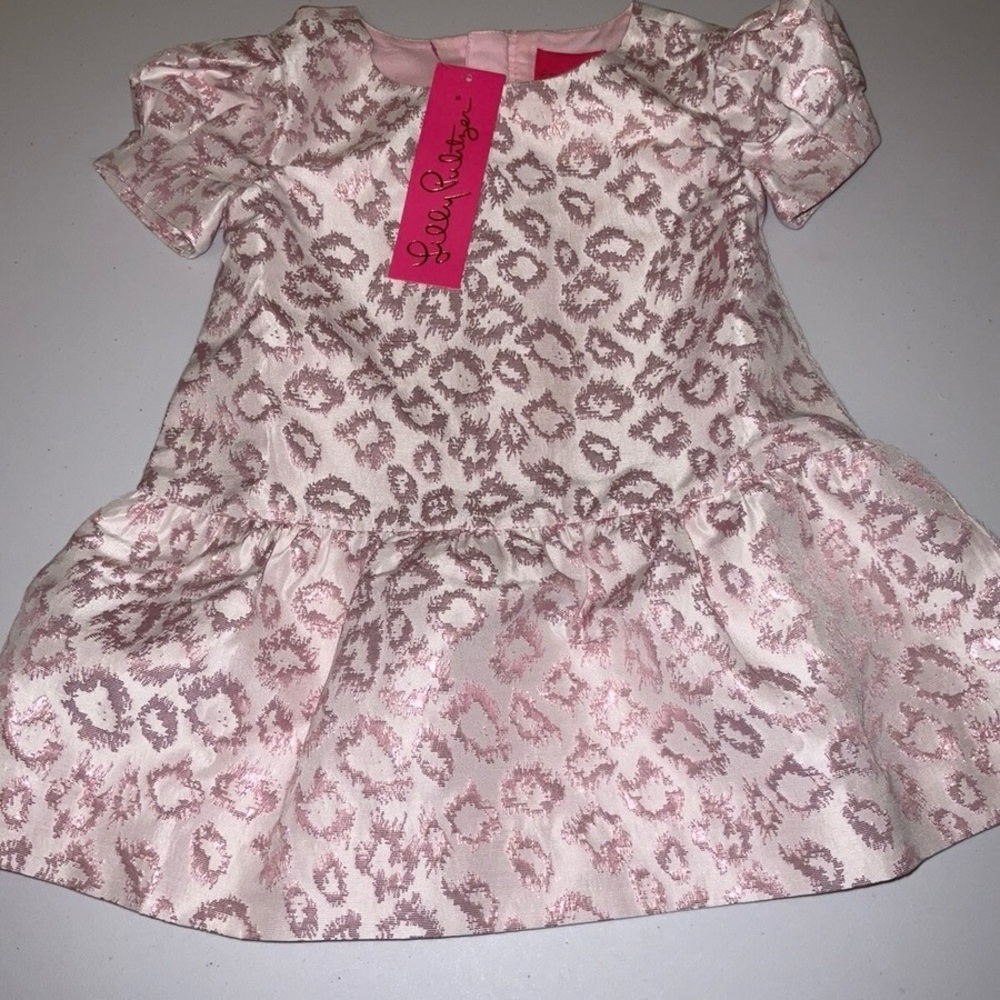 NWT Lilly Pulitzer Pink Metallic Formal Leopard Print Dress - Picture 5 of 6